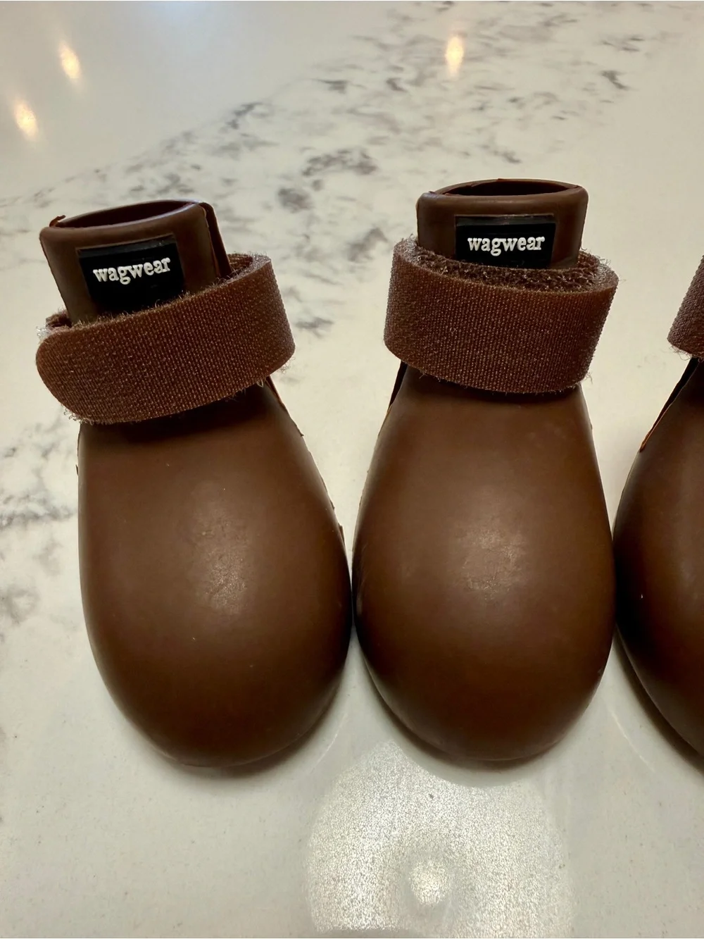 Wagwear Wagwellies Brown Waterproof Dog Boots with Adjustable Straps size XS